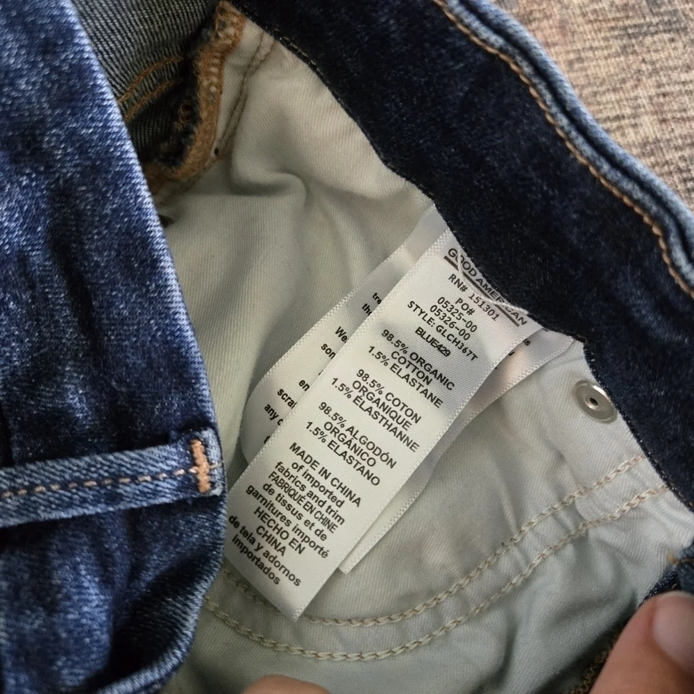 Good American Good Legs Chewed Hem Raw Denim High Rise Sculpting Skinny Jeans 2 - Picture 7 of 10